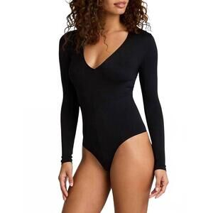 NEW COMMANDO prima ballet deep v-neck bodysuit in black